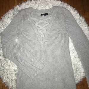 American Eagle lace up sweater
